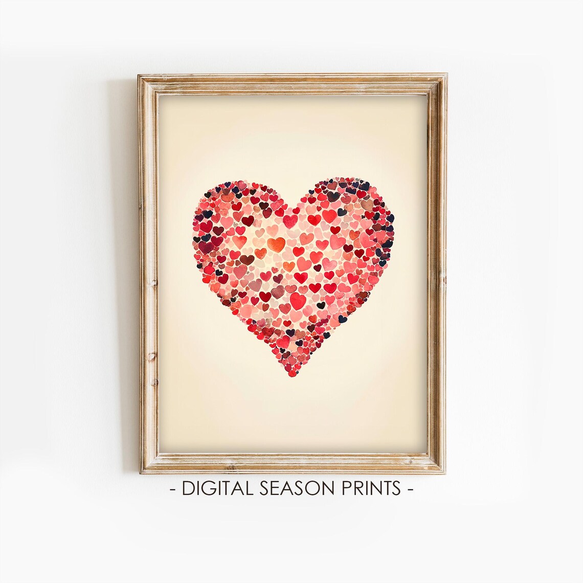 Watercolor Heart Made Of Tiny Colorful Hearts Valentines Day Print