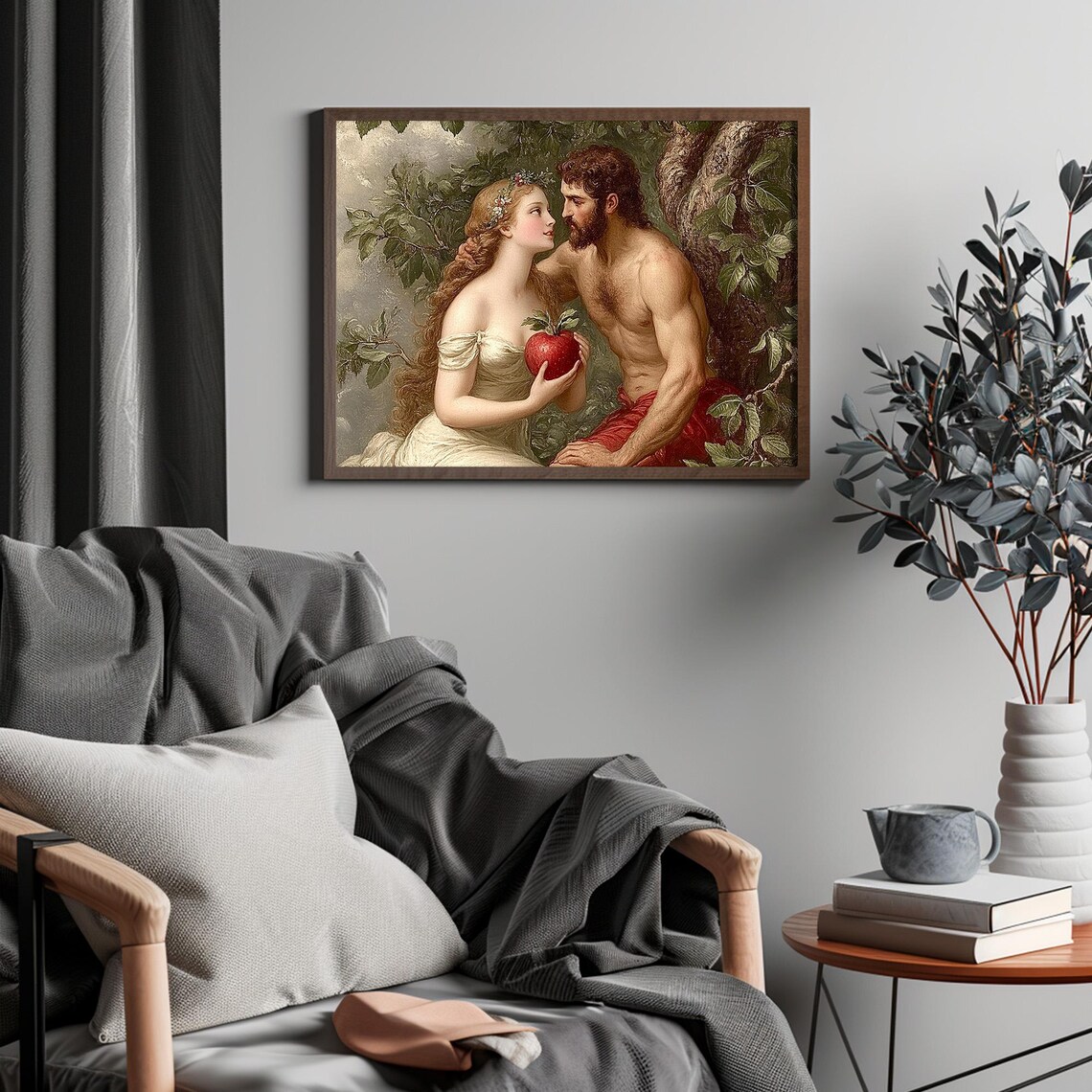 Adam And Eve In Garden Of Eden Classical Religious Apple Scene Print - Image 4