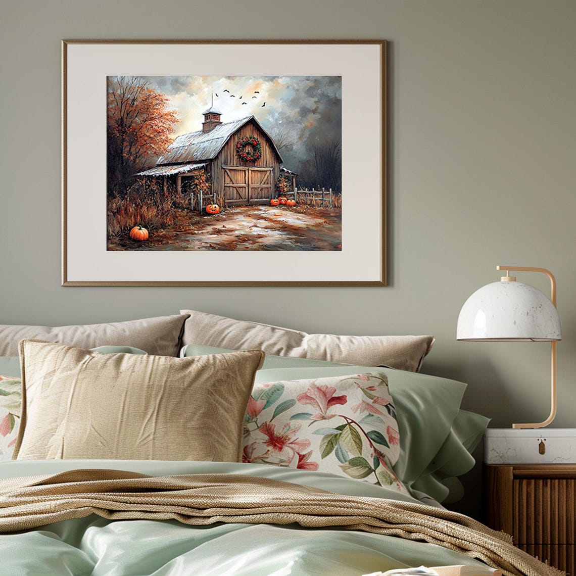 Rustic Barn Halloween Night Jack O Lantern Pumpkins Autumn Farm Poster - Image 4