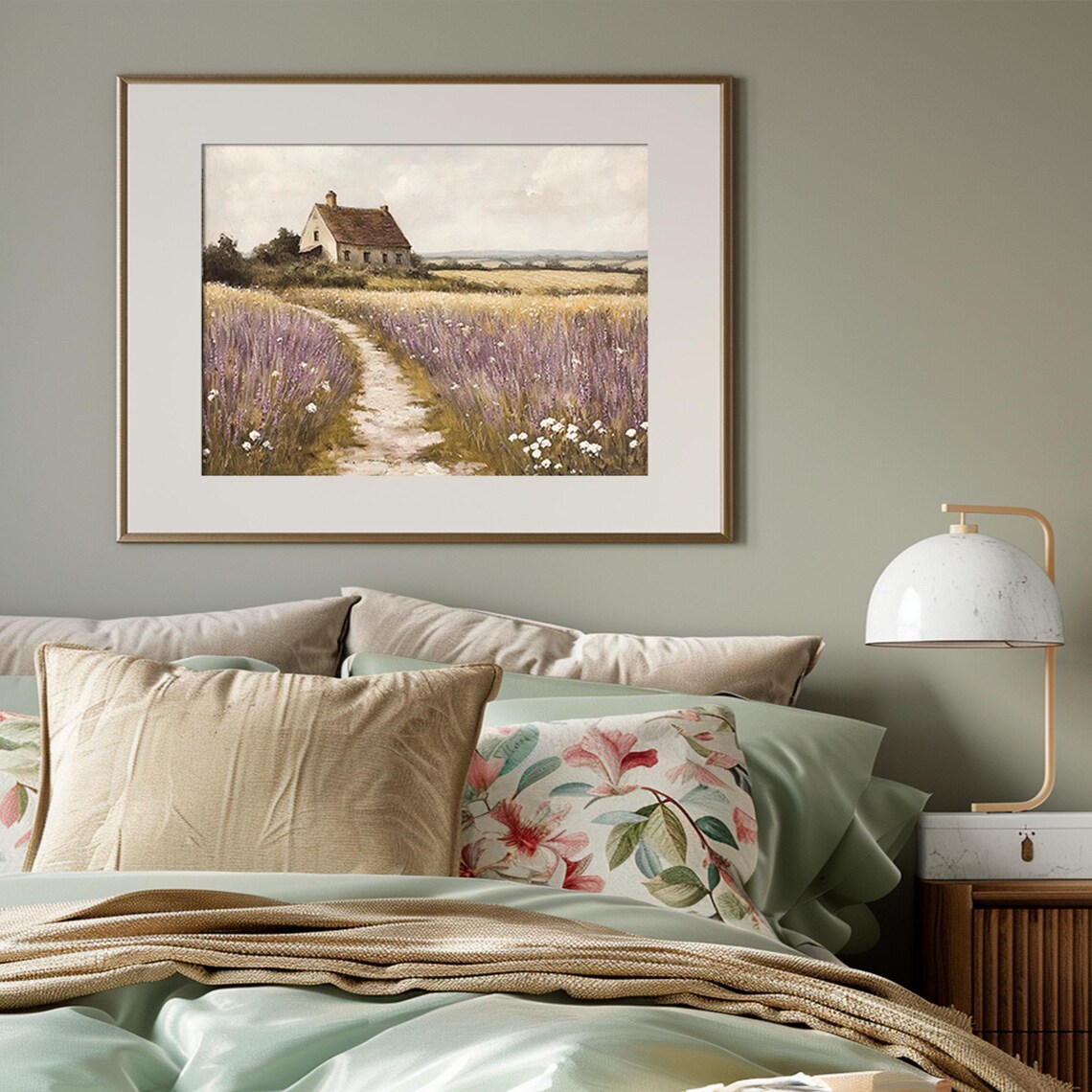 Country Cottage Lavender Wildflower Field Rustic Spring Countryside Print - Image 3