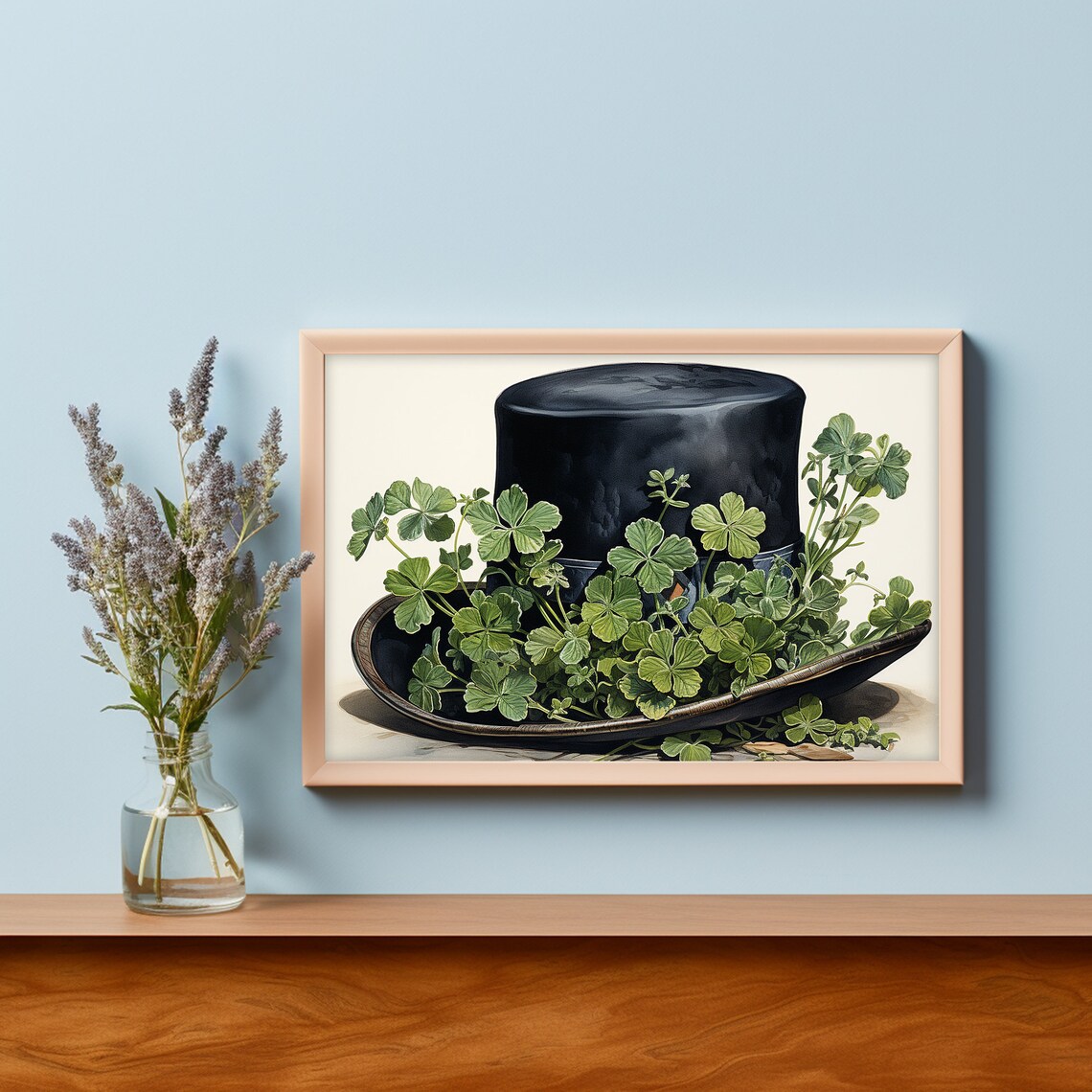 St Patrick's Day Rustic Clover Wall Art Art Print - Image 4