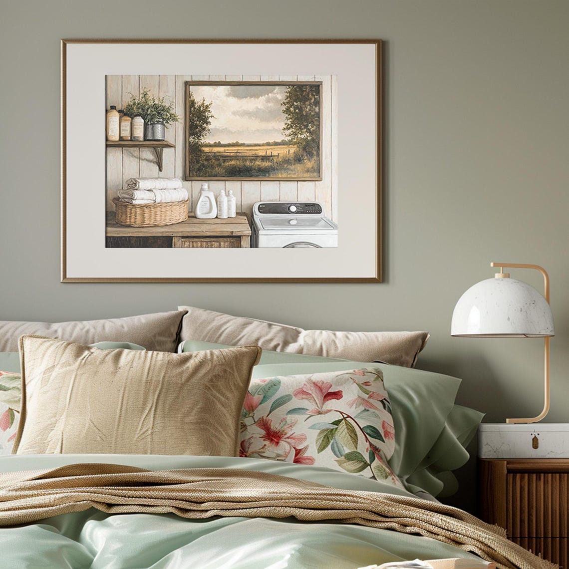 Farmhouse Laundry Room Washing Machine Framed Landscape Poster - Image 4