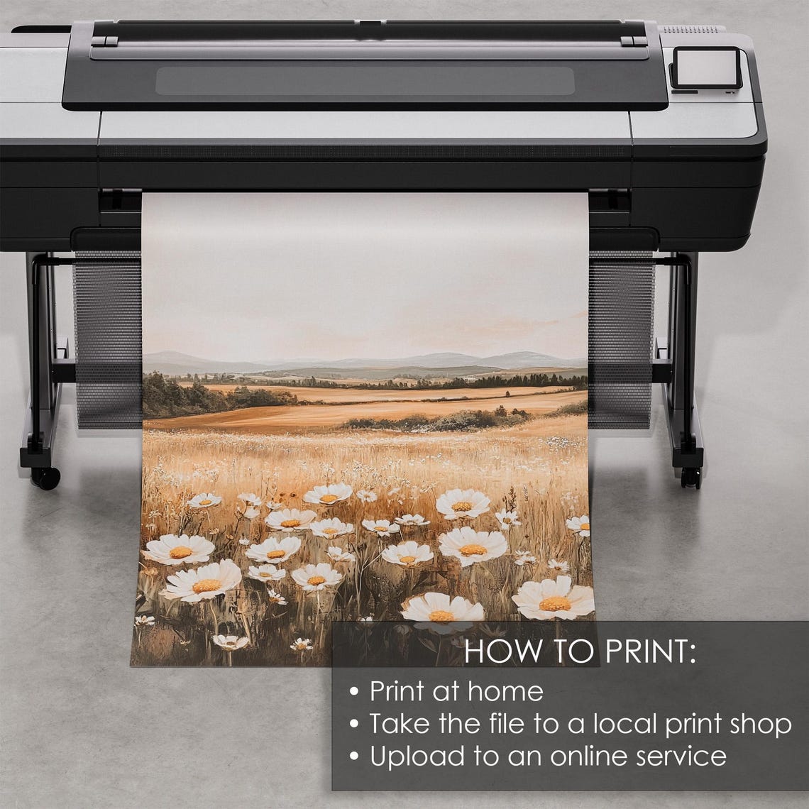White Daisy Golden Field Rolling Hills Rustic Fall Wildflower Poster - Image 5
