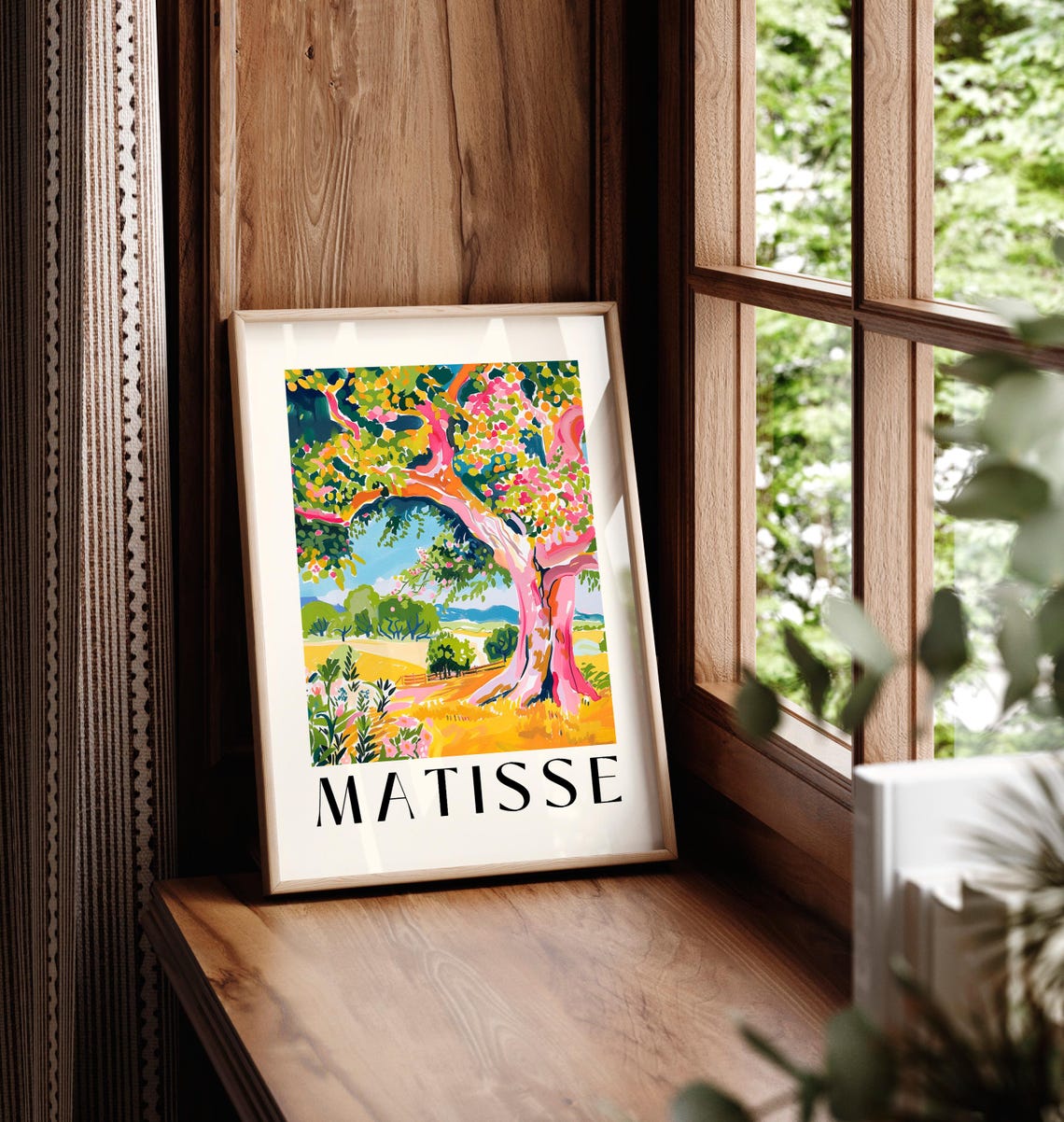 Matisse Style Colorful Blossom Tree Sunny Meadow Landscape Poster - Image 6