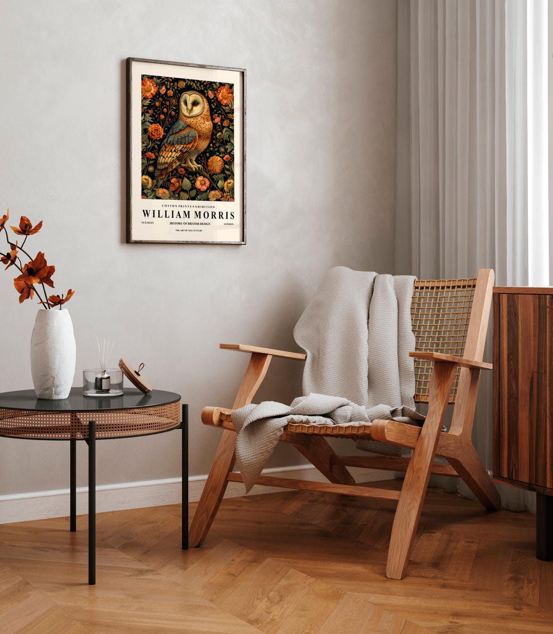 William Morris Style Owl Floral Exhibition Botanical Wall Art - Image 3