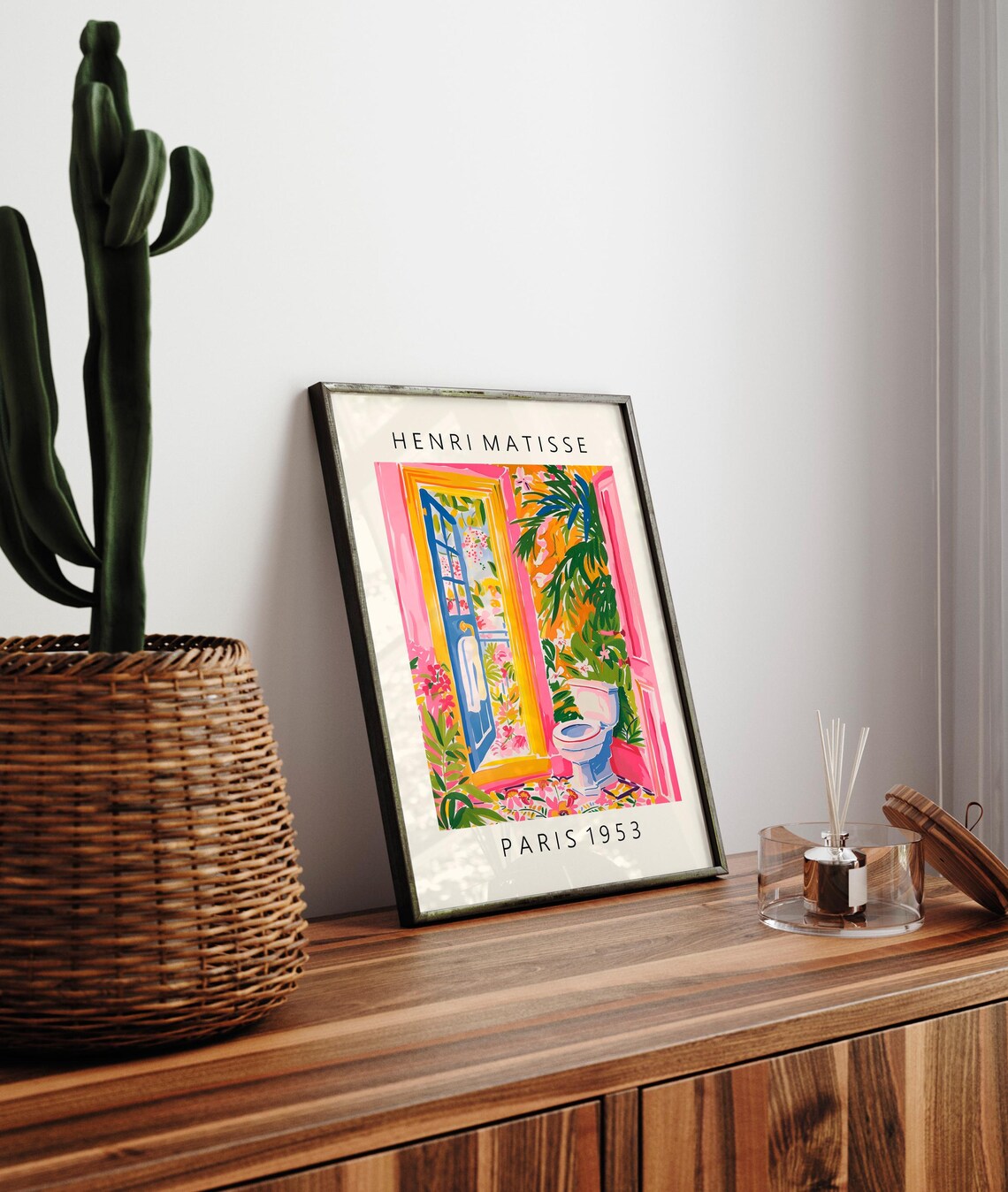 Pink Bathroom Funny Toilet Poster, Mid-Century Print - Image 3