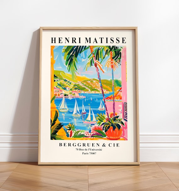 Matisse-Inspired Sailing Art Print, Beachy Decor