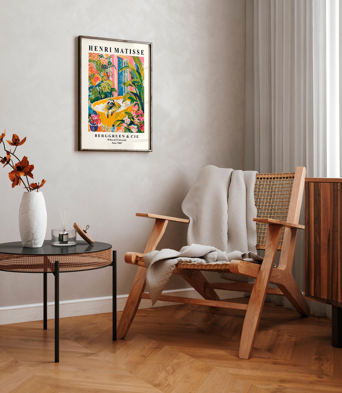 Sloth In Bathtub, Matisse-Inspired Bathroom Poster - Image 4