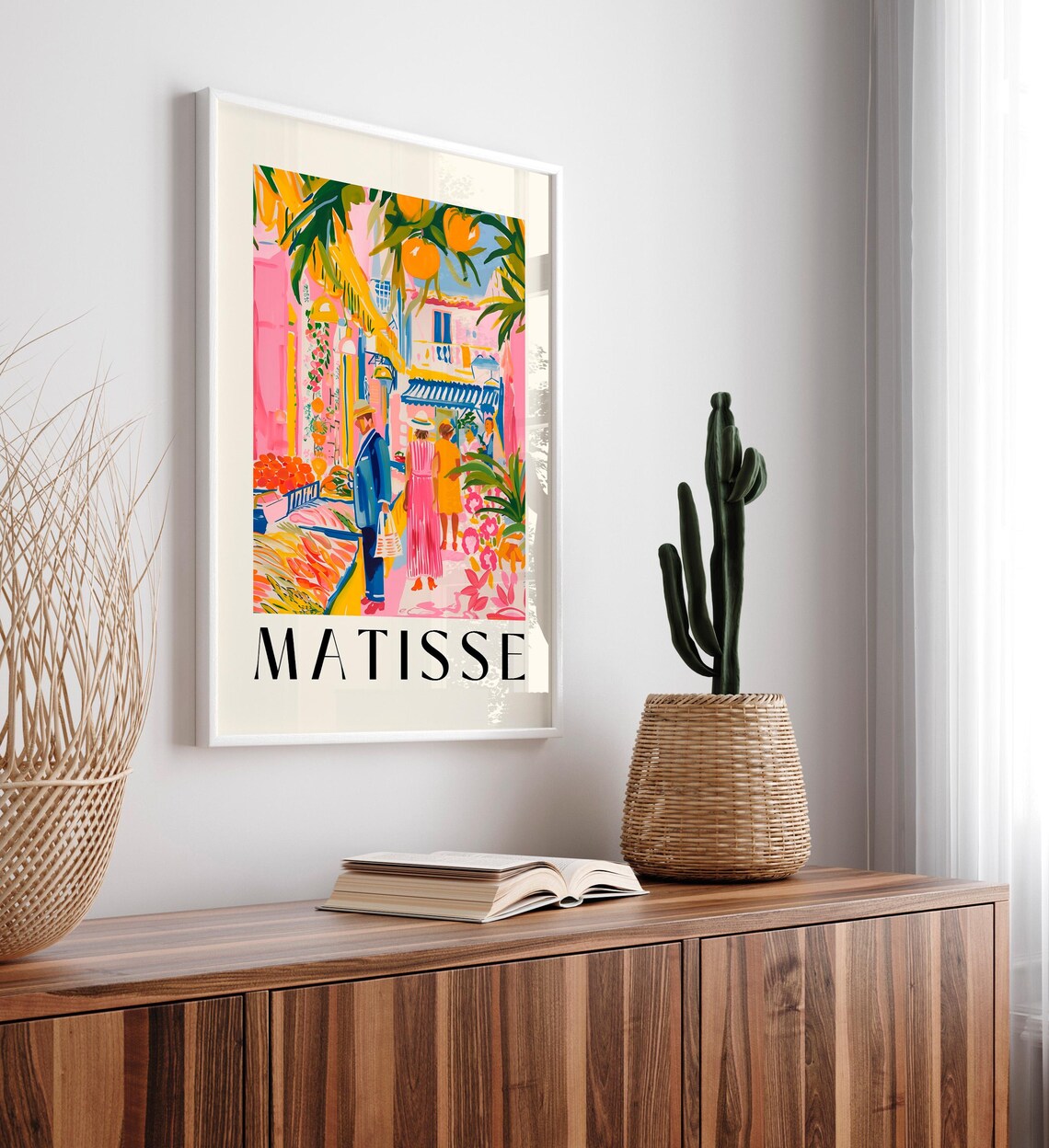 Matisse Style Colorful Market Street Scene Orange Vendor Art Poster - Image 5