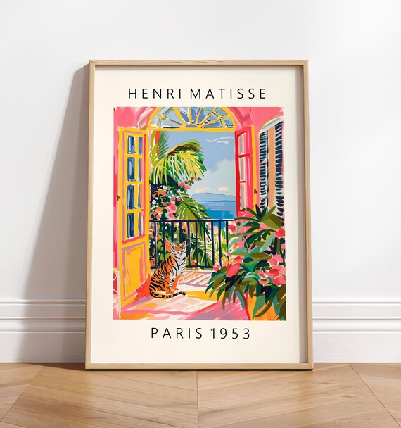 Henri Matisse Style Tiger Balcony Sea View Paris 1953 Poster