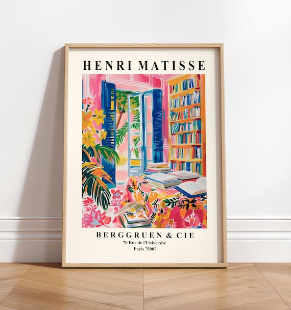 Henri Matisse Library Poster, Mid-Century Art Print