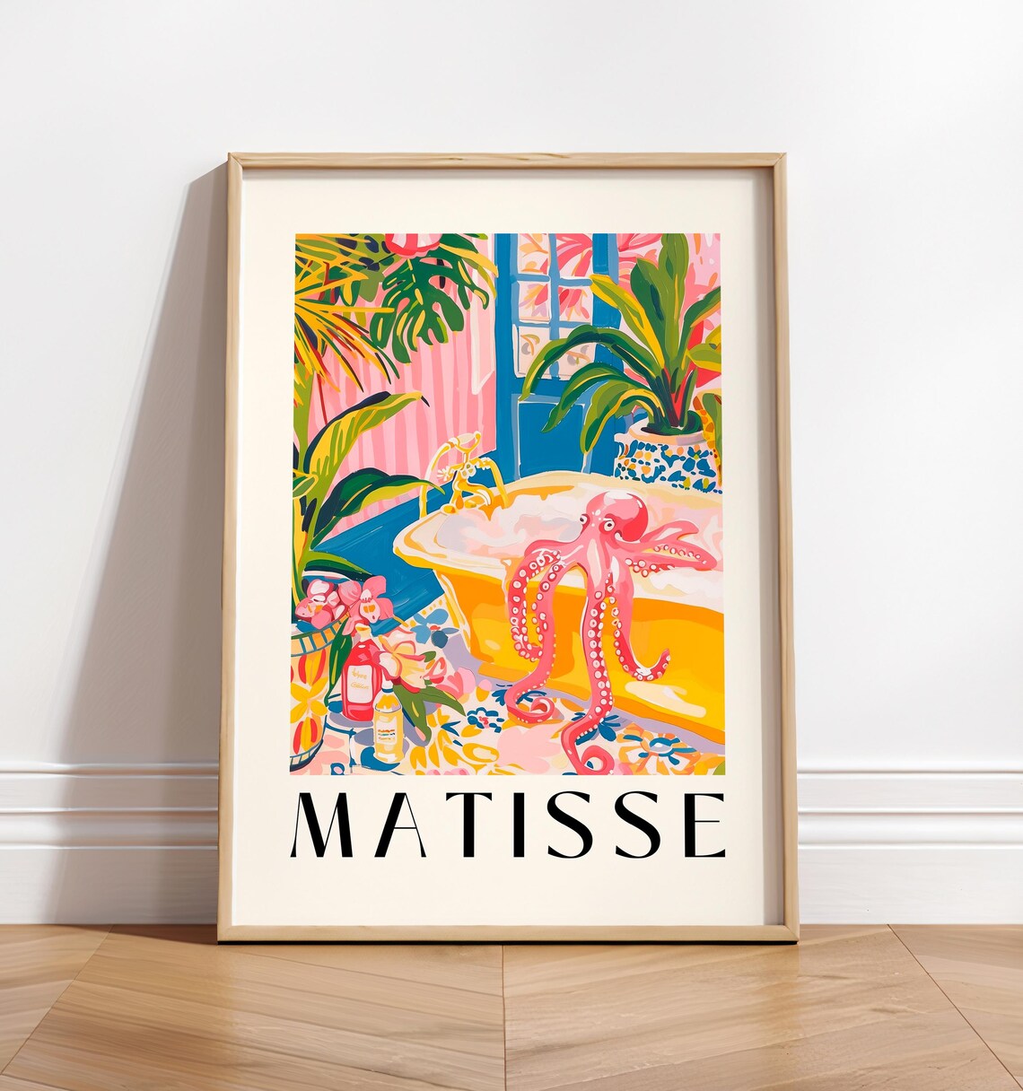 Funny Octopus Art Print, Matisse-Inspired Tropical Style