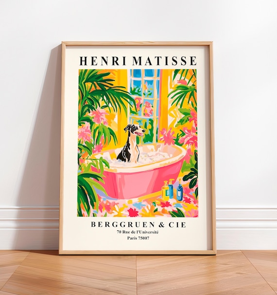 Greyhound In Bathtub, Henri Matisse Dog Art Print