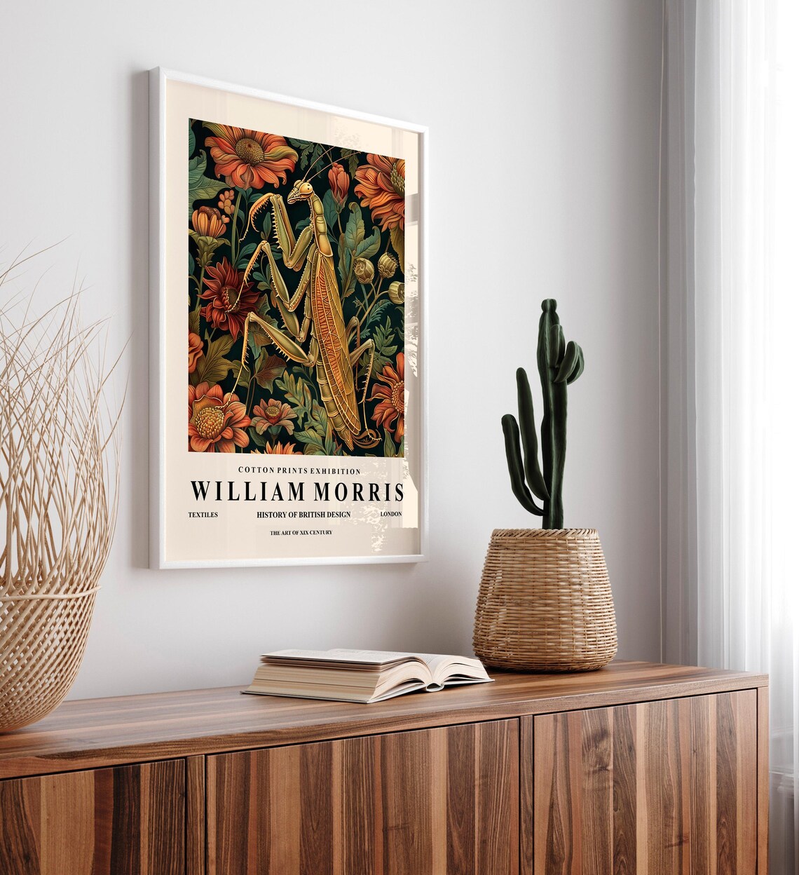 Praying Mantis Botanical Art Print, William Morris Print - Image 5
