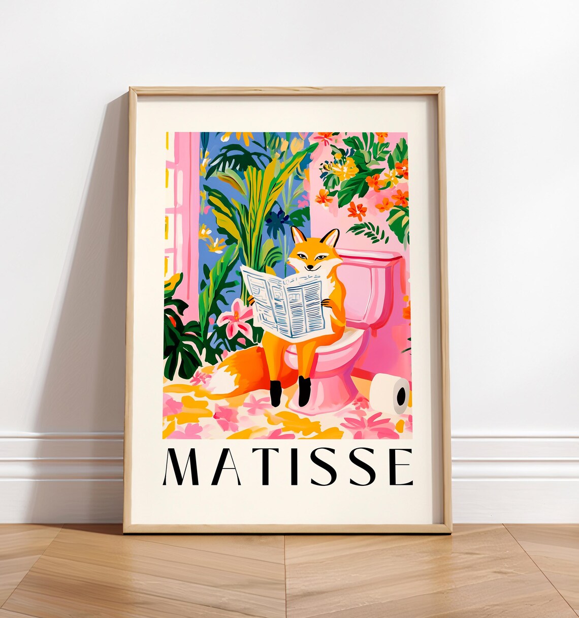 Fox On A Toilet Funny Bathroom Wall Art Print