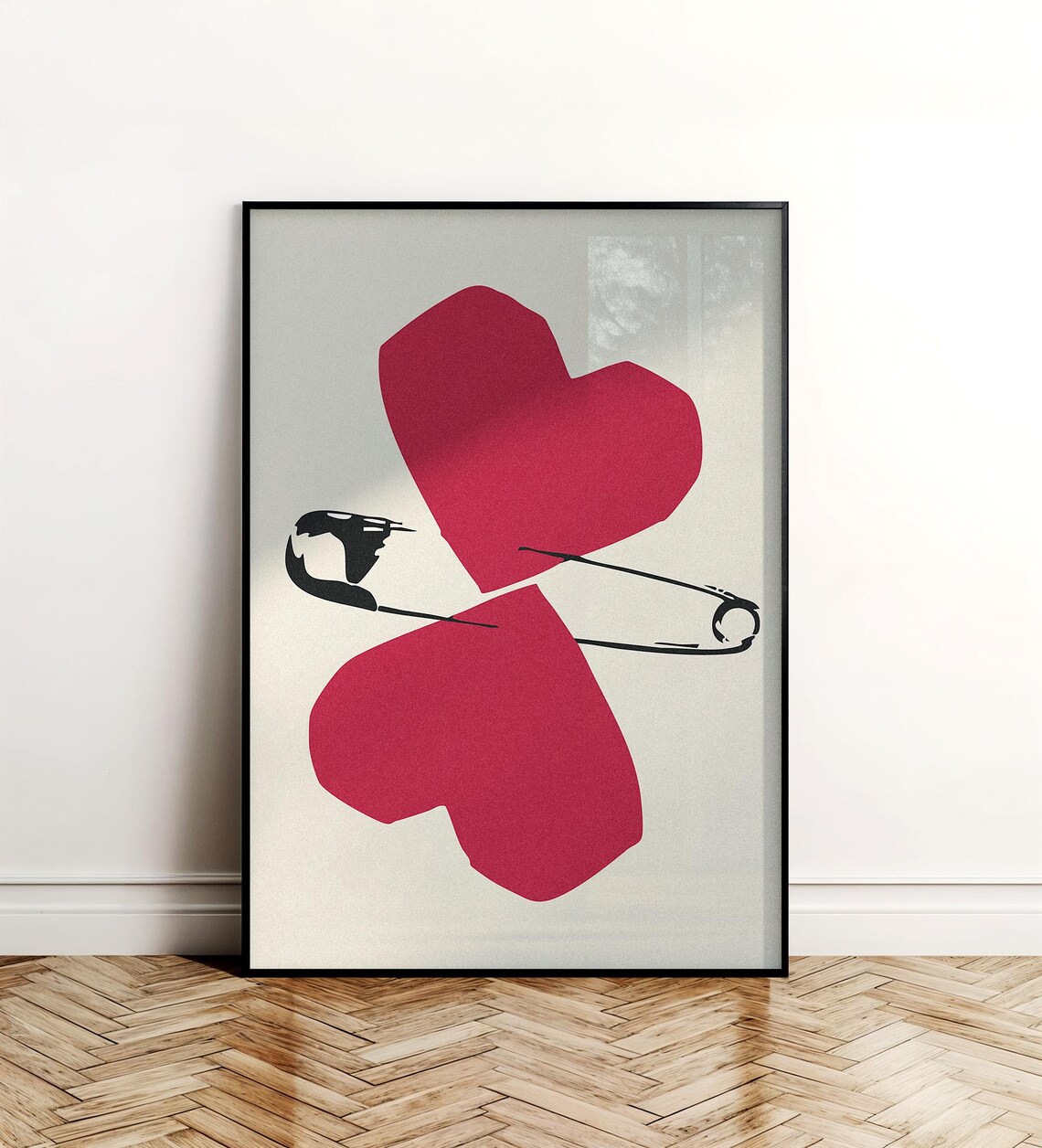 Abstract Hearts Safety Pin Print Modern Healing Art