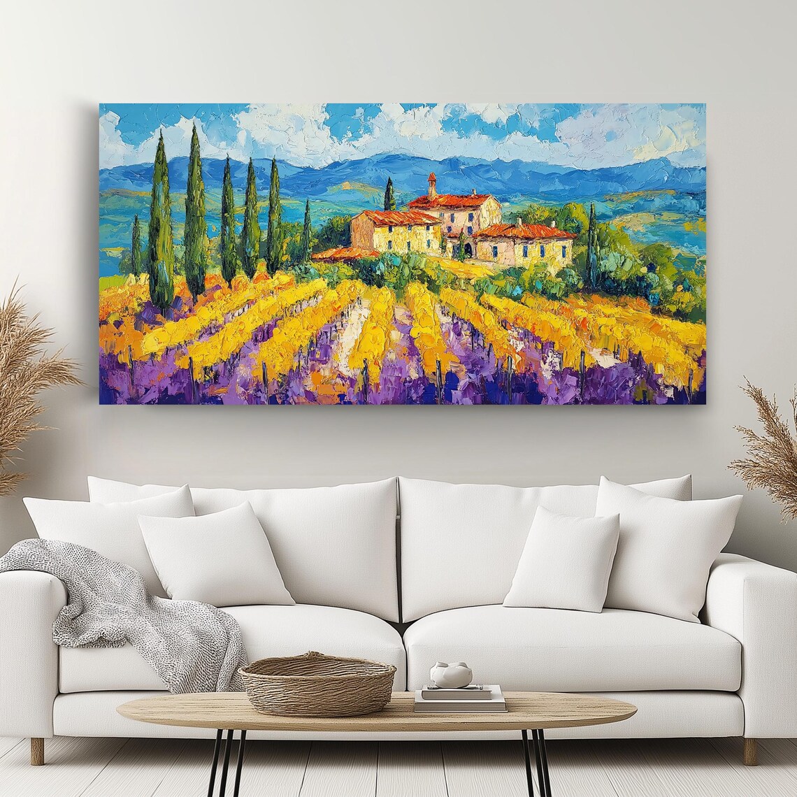 Tuscan Vineyard Panoramic Landscape Wall Art - Image 2