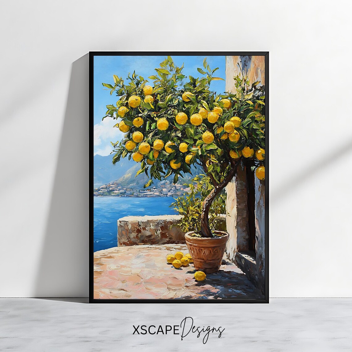 Lemon Tree, Mediterranean Coastal Landscape Art Print