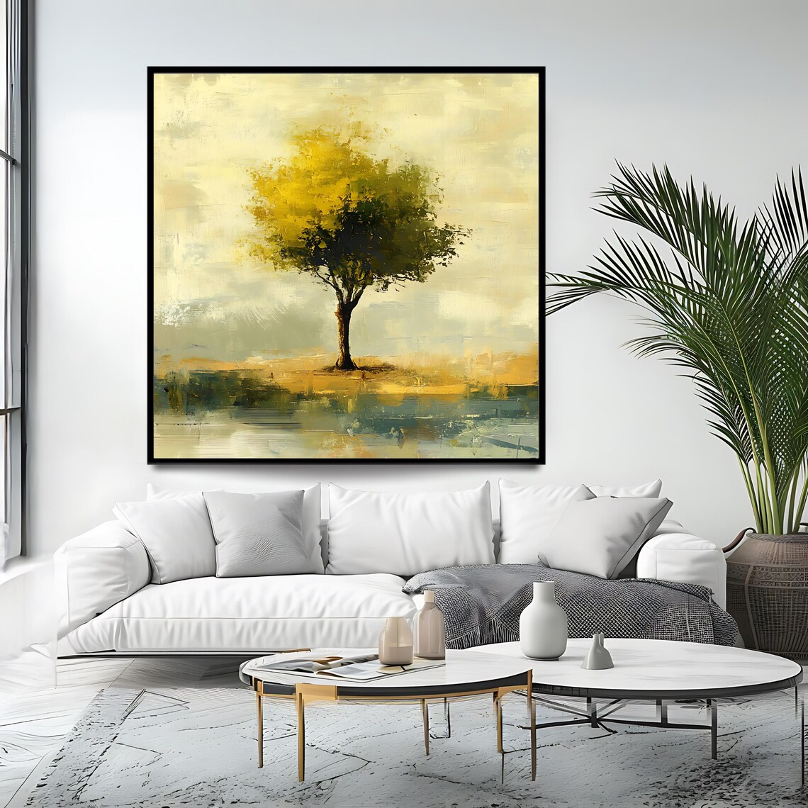 Vintage Tree Art Print, Neutral Landscape - Image 4