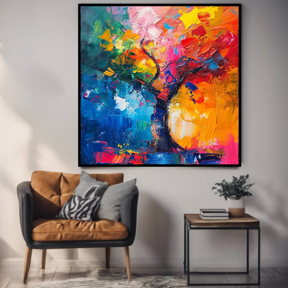 Abstract Colorful Tree of Life Bold Palette Knife Modern Art Poster - Image 3