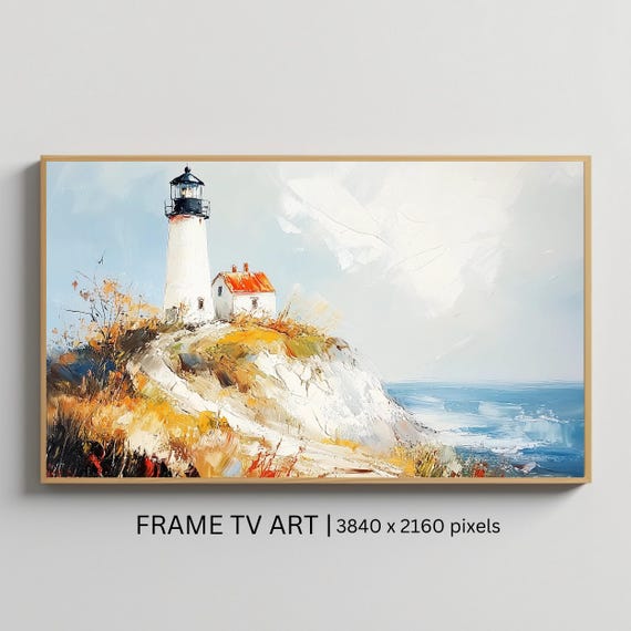 Lighthouse Coastal Art For Frame Tv Nautical Roku Screensaver Wall Art