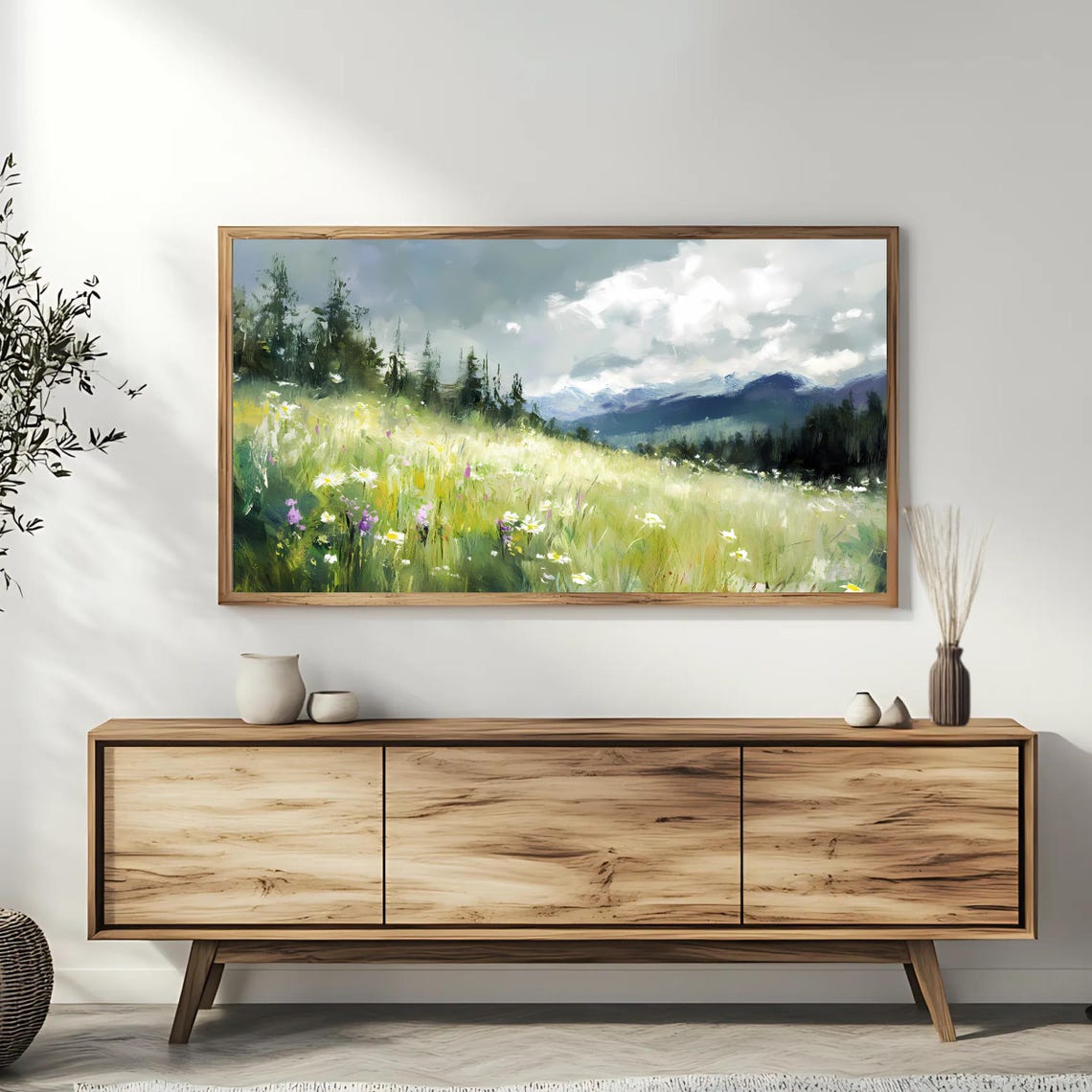 Mountain Meadow Art Frame Tv Roku Screensaver Scenic Landscape Painting - Image 3