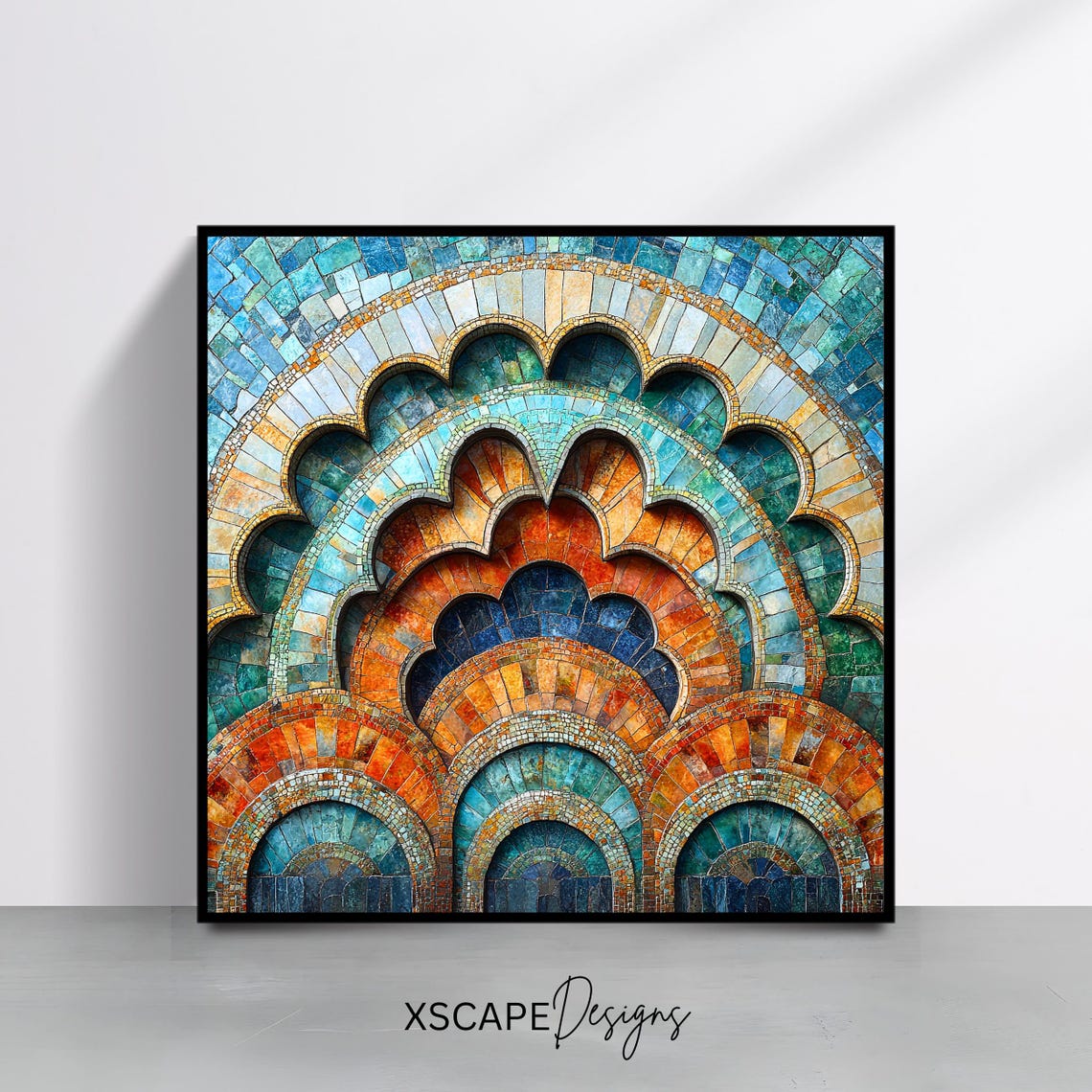 Geometric Mosaic Wall Art Islamic Art Print Square Decor Abstract Pattern Artwork Modern Wall Decor