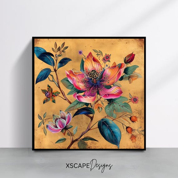 Vintage Floral Art Print, Botanical Wall Decor