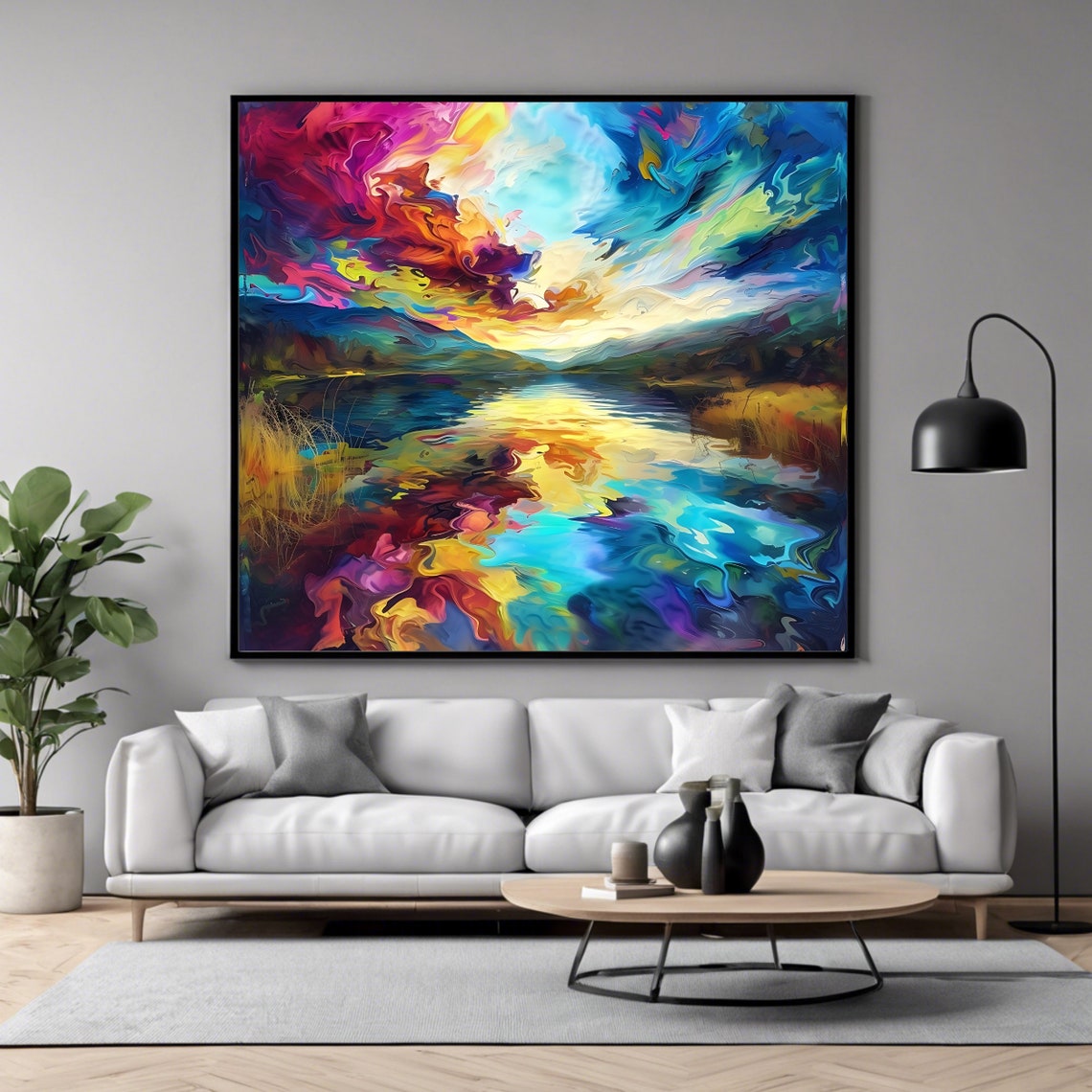 Nature Lake Reflection Wall Art Print Serene Landscape Square Artwork Poster - Image 4