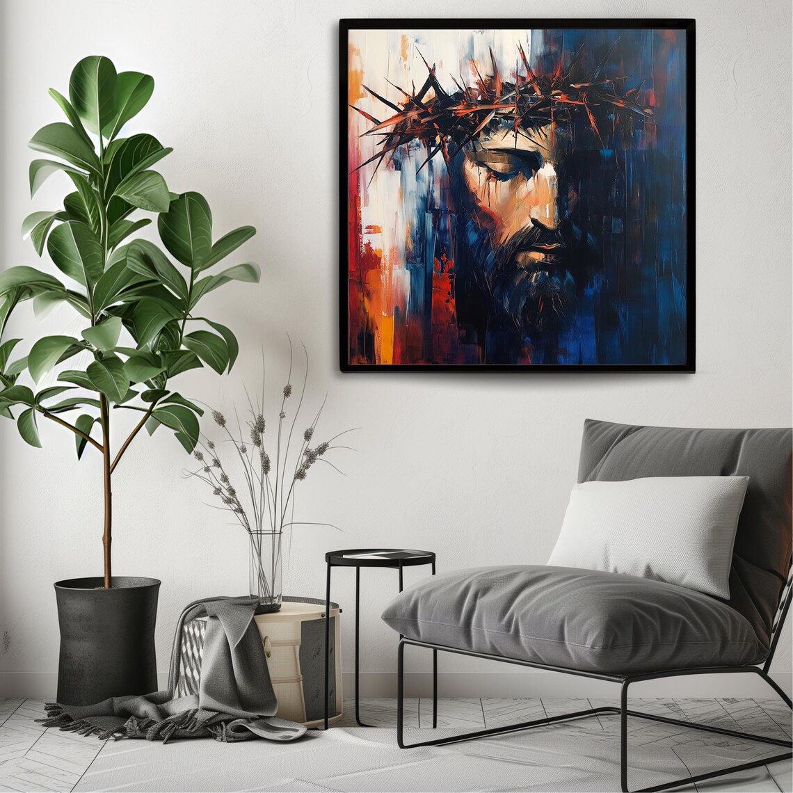 Jesus Crown of Thorns Abstract Christian Art Print - Image 3