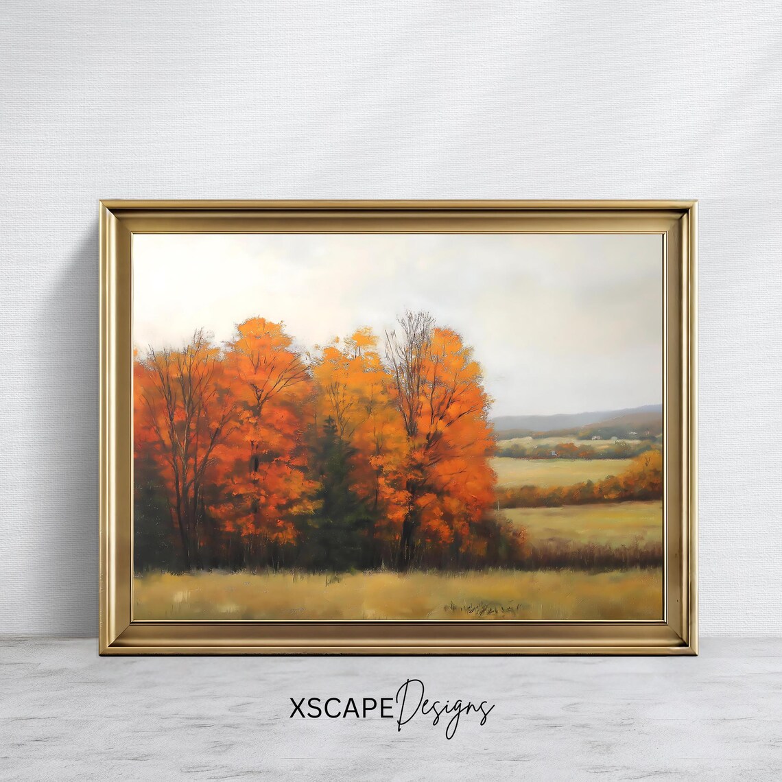 Antique Autumn Trees Vintage Fall Landscape Art Print