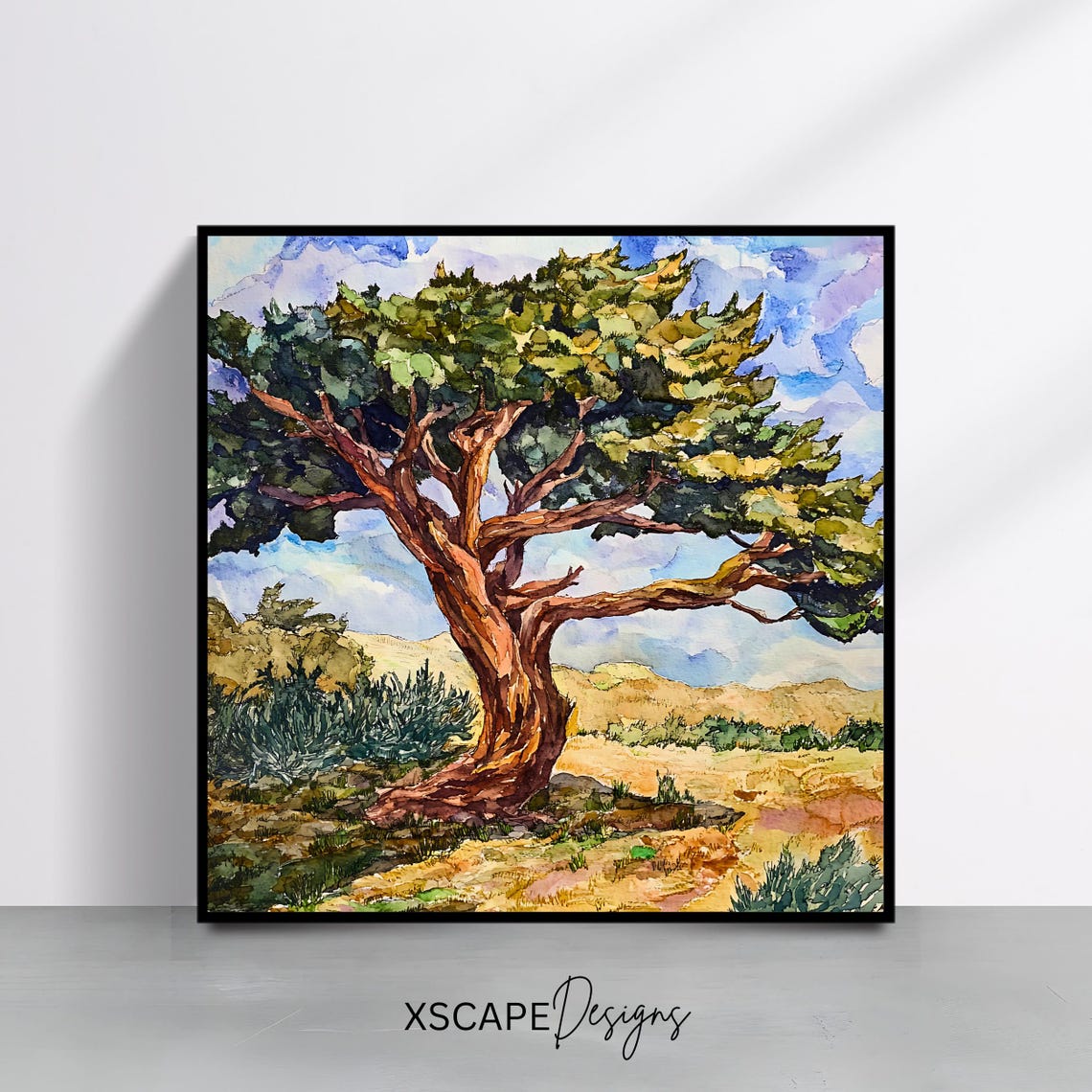 Ancient Tree Rustic Landscape Art Print