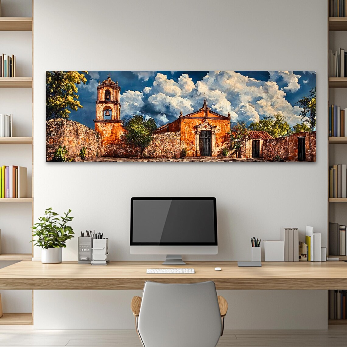 Rustic Church Art Print, Elegant Architectural Artwork - Image 2
