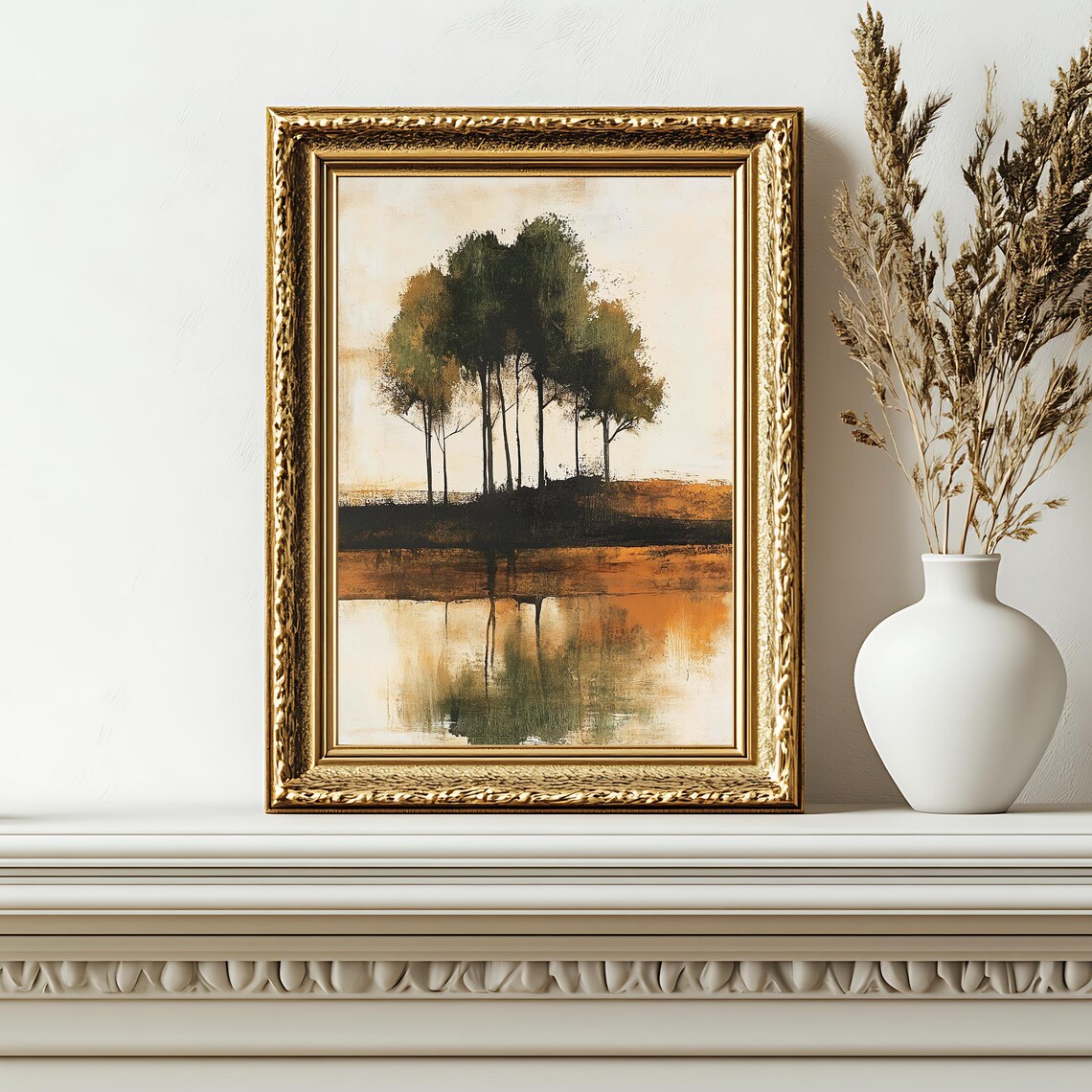 Vintage Abstract Landscape Art Print Rustic Tree Wall Art Neutral Nature Inspired Decor - Image 2