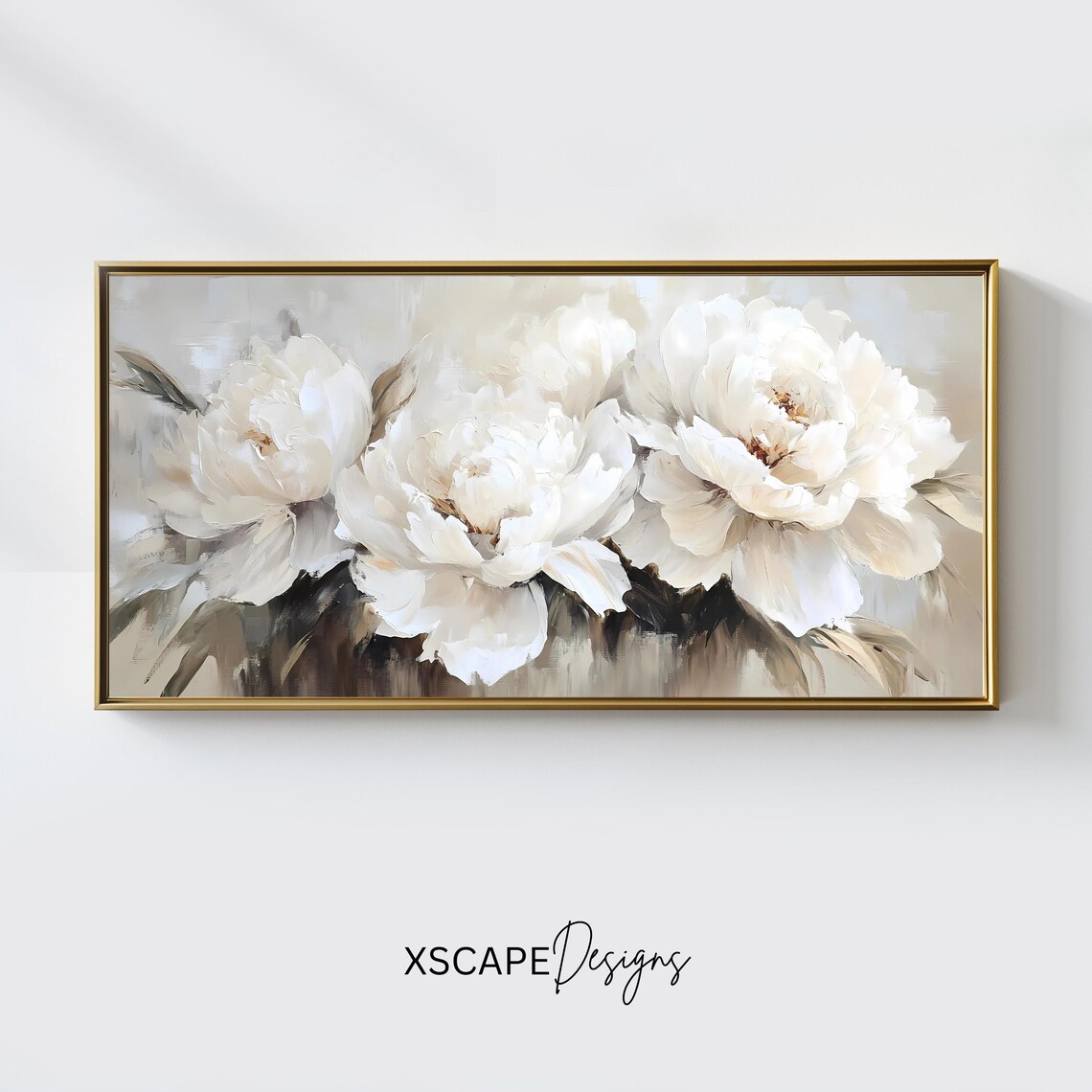 White Peonies Above Couch Wall Art Print