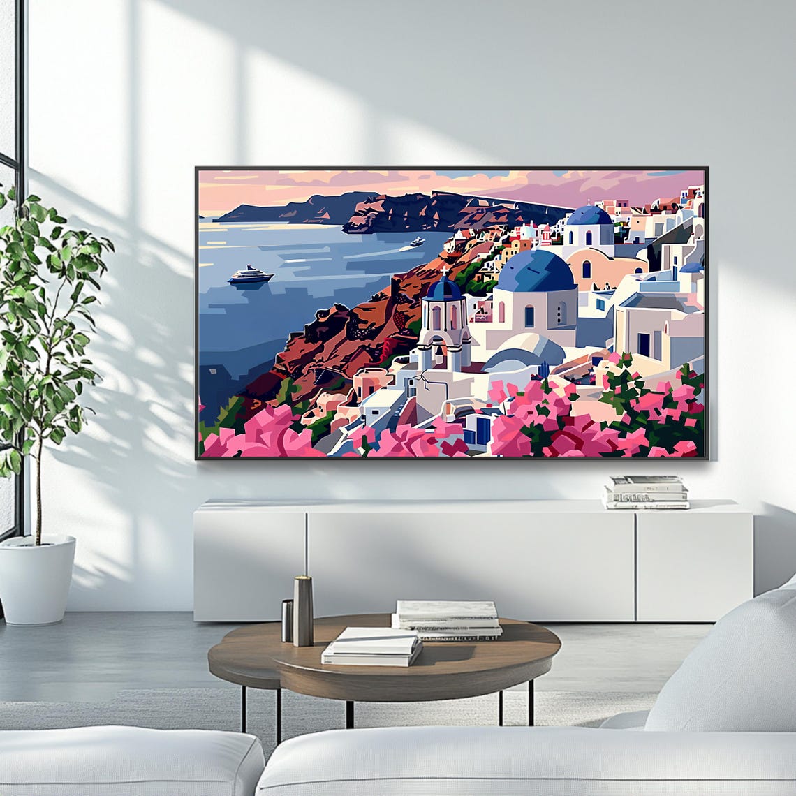 Santorini Greece Oia Blue Domes Caldera View Sunset Travel Poster - Image 4