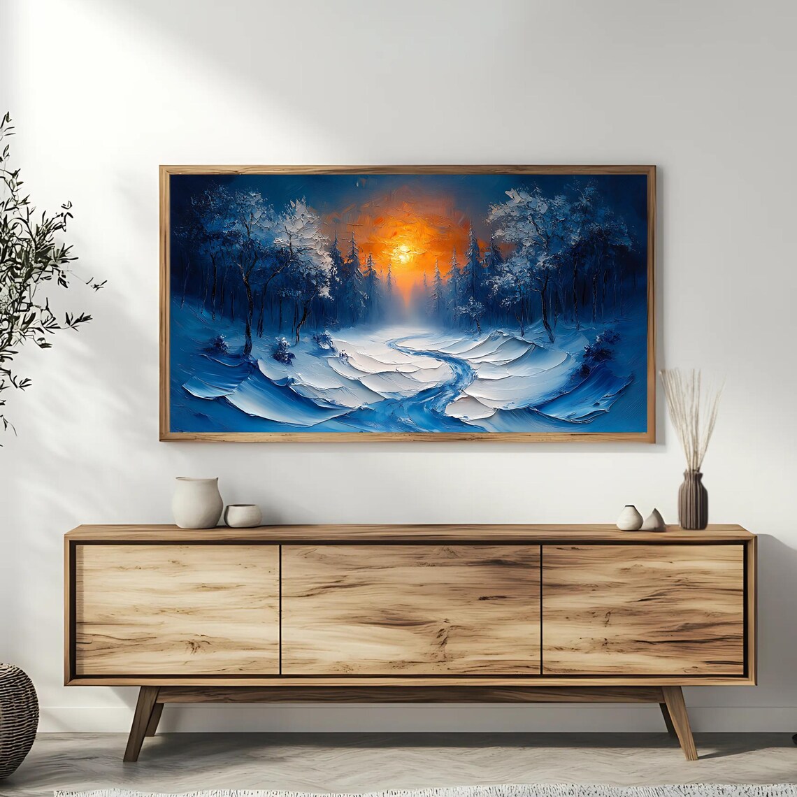 Winter Sunset Landscape Art For Frame Tv Snowy Forest Roku Screensaver Wall Art - Image 3