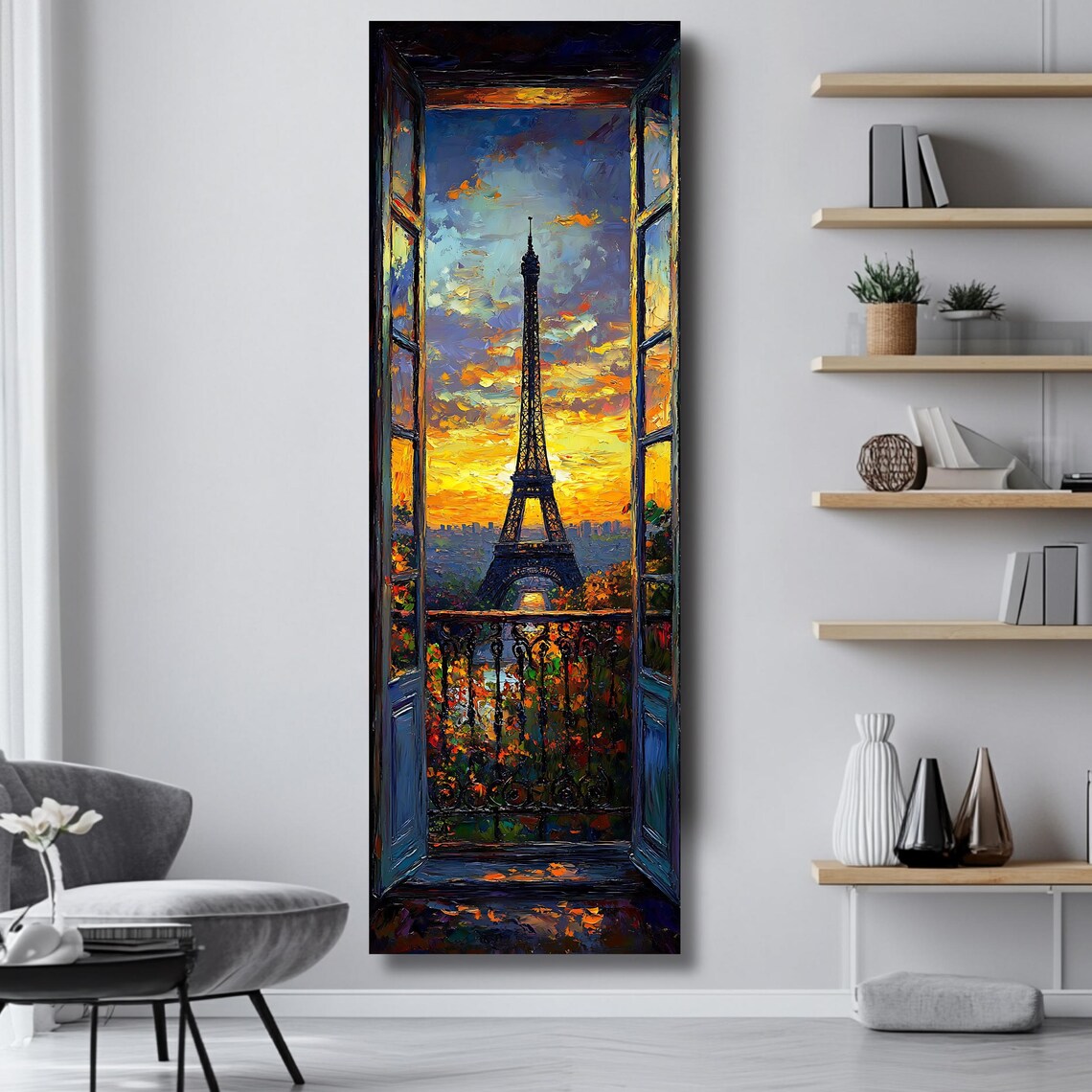 Paris Eiffel Tower Window View Art Print, Vertical Cityscape - Image 4