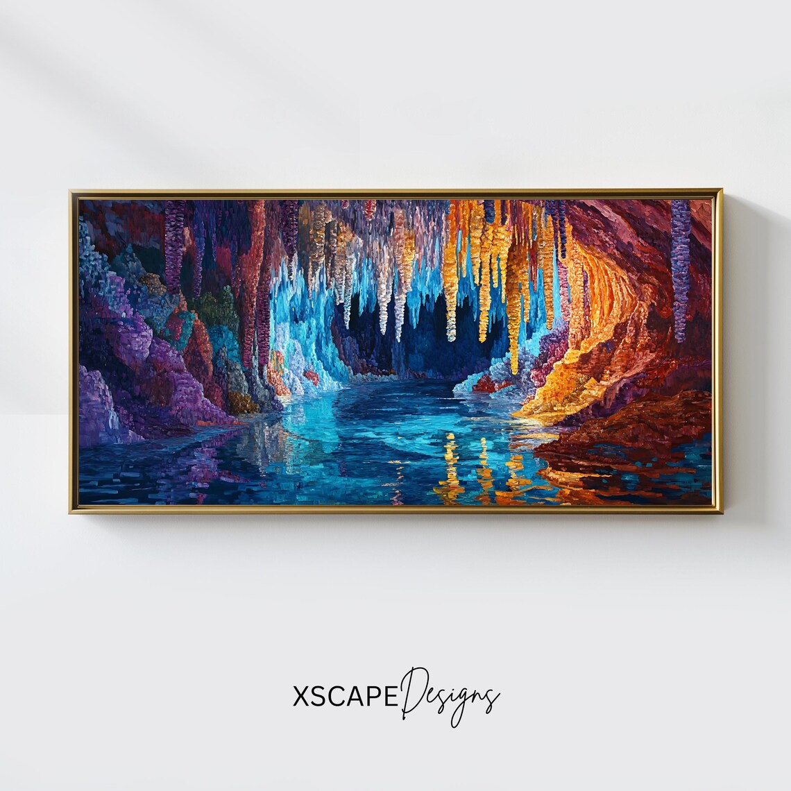 Cave Reflection Art Print, Mystical Landscape