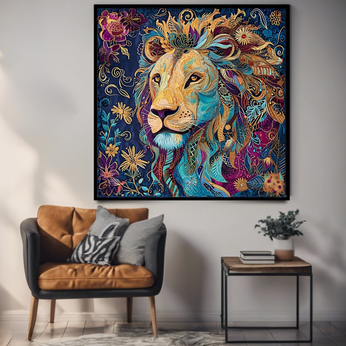 Lion Wildlife Bold Animal Decor, Art Print - Image 3