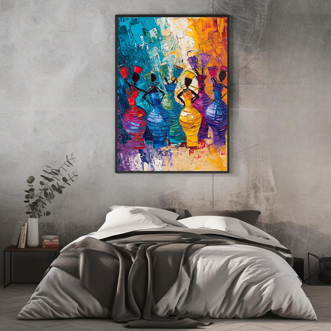 Colorful African Women Wall Art Print Abstract Tribal Vertical Cultural Poster - Image 2