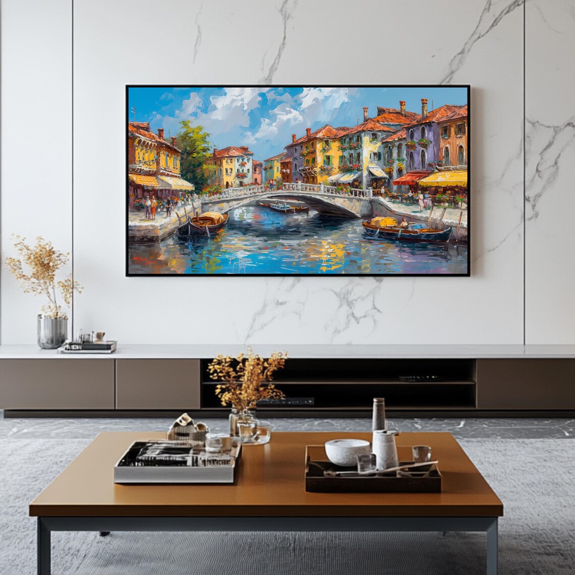 Venice Italy Canal Stone Bridge Gondolas Colorful Travel Poster - Image 2