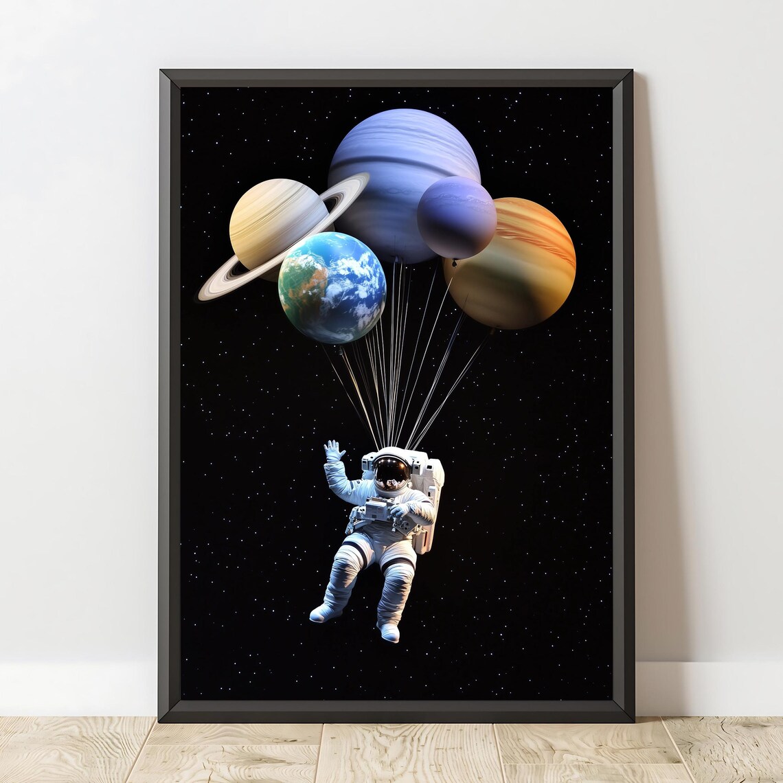 Astronaut Planets Art Print, Surreal Sci Fi Space - Image 2
