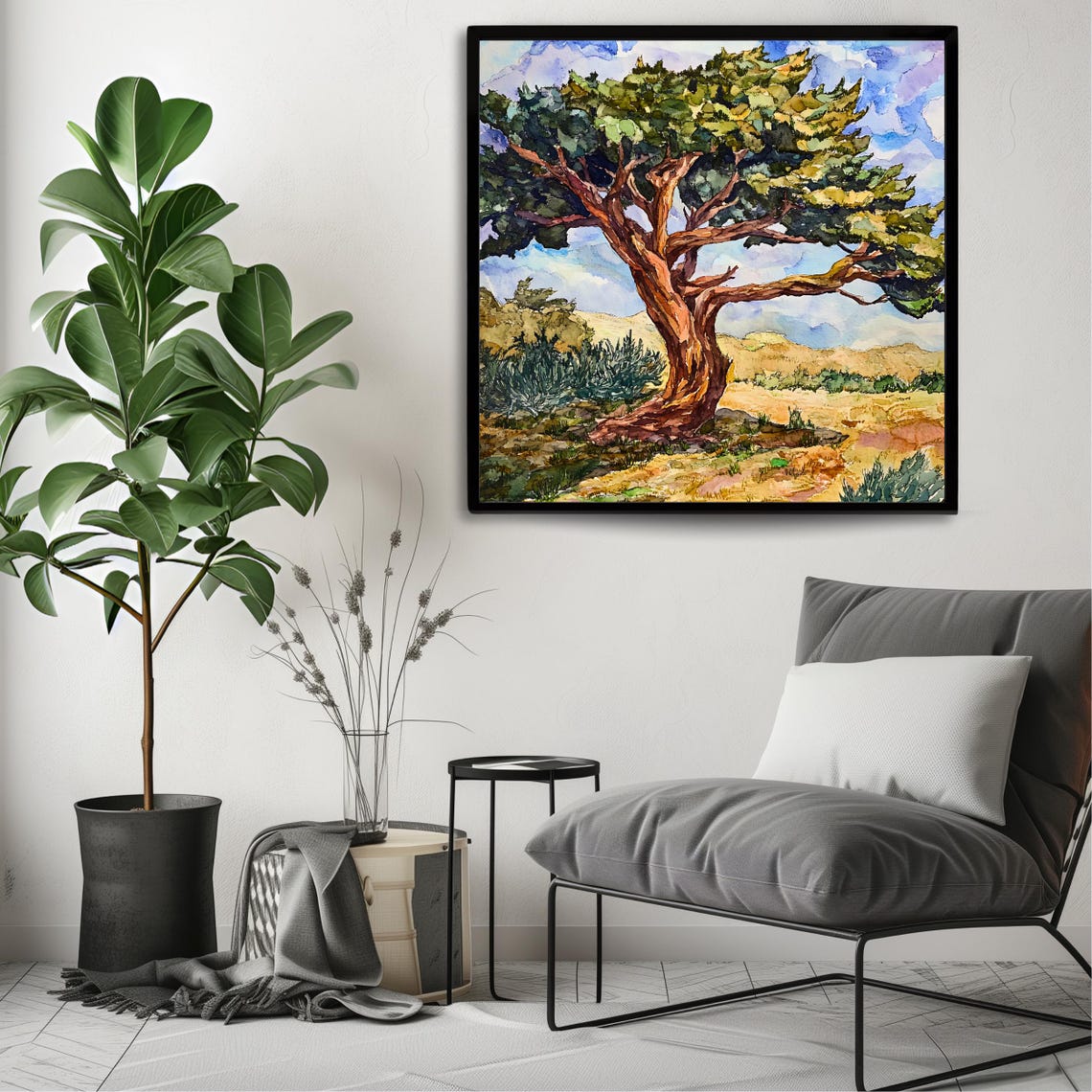 Ancient Tree Rustic Landscape Art Print - Image 3