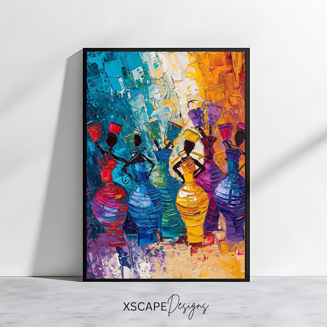 Colorful African Women Tribal Impasto Cultural Art Wall Poster