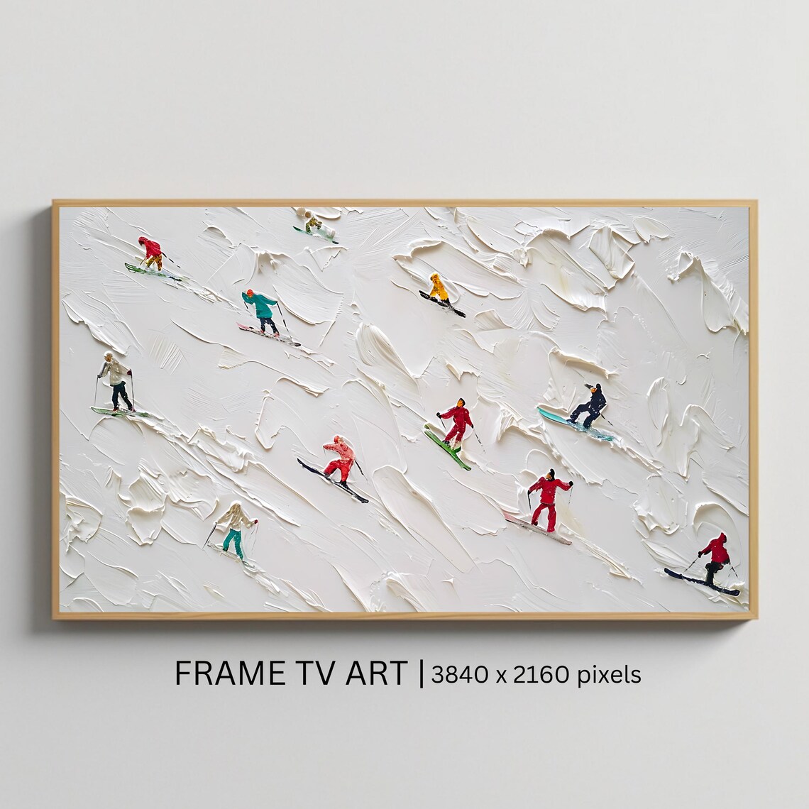 Skiers Gliding Down a Snowy Slope Minimalist Winter Sports Poster