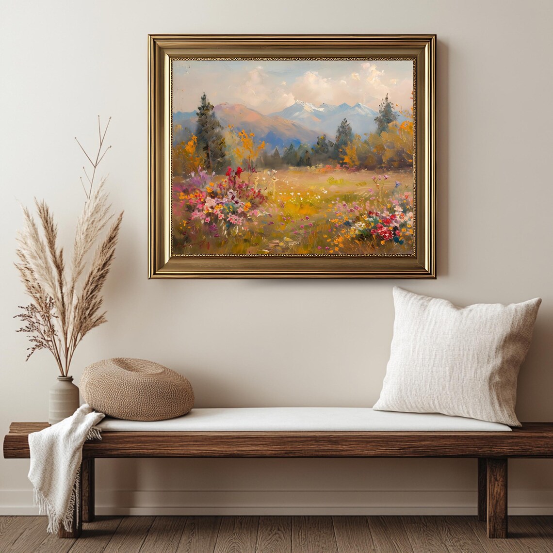 Mountain Wildflower Meadow Vintage Alpine Landscape Floral View Poster - Image 2