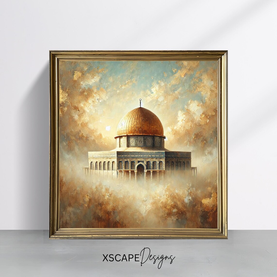 Dome of the Rock in Golden Clouds Dreamy Ethereal Jerusalem Art Poster