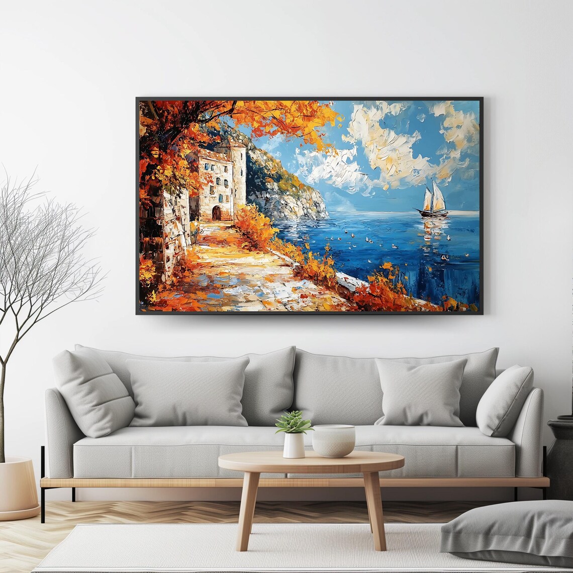 Coastal Autumn Art Print, Mediterranean Landscape - Image 4