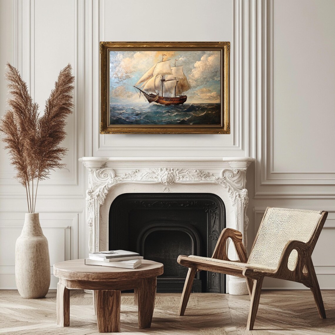 Vintage Sailing Ship Nautical Seascape Poster - Image 3
